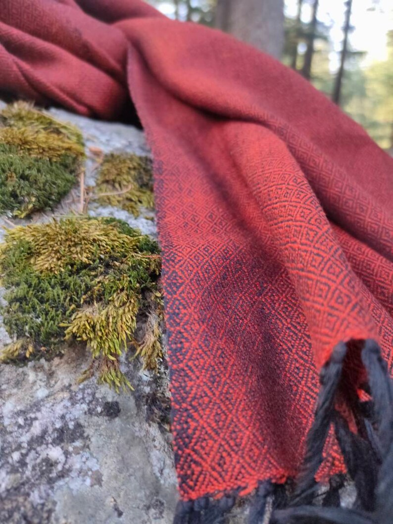 Extra large wool orange blush shawl/wool scarf/ meditation shawl / men's scarf/ women's scarf / wool wrap image 2