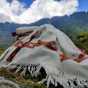 White large wool scarf/ wool shawl/ wool blanket scarf / wedding gift