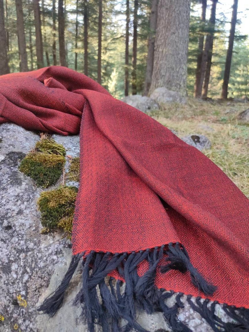 Extra large wool orange blush shawl/wool scarf/ meditation shawl / men's scarf/ women's scarf / wool wrap image 6