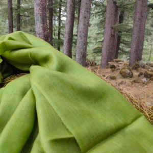 Moss green/moss green luxurious silk wool scarf/ spring scarf image 4