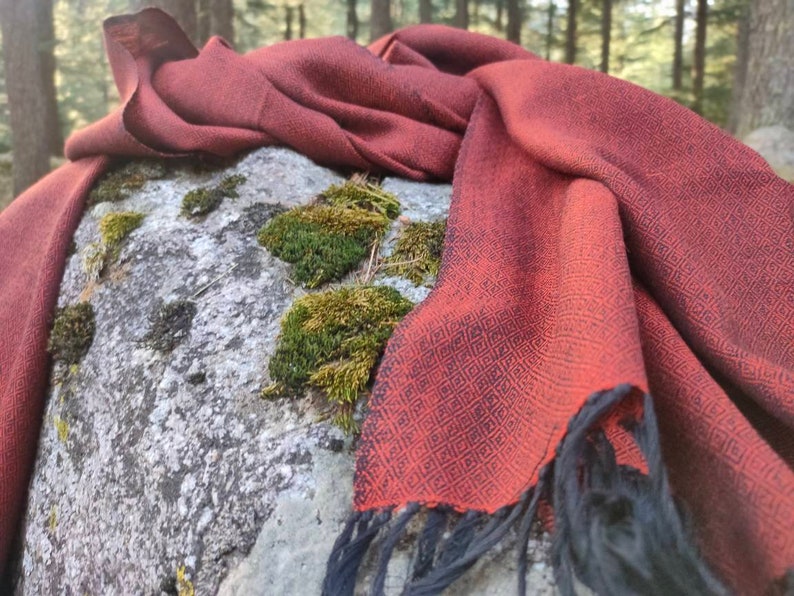 Extra large wool orange blush shawl/wool scarf/ meditation shawl / men's scarf/ women's scarf / wool wrap image 5