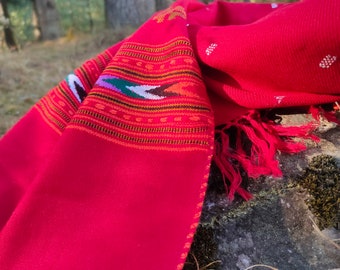 Rose red Wool scarf / wool shawl/ wool wrap/ unisex scarf