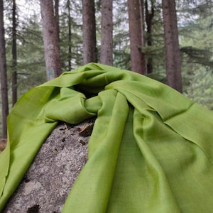 Moss green/moss green luxurious silk wool scarf/ spring scarf image 6