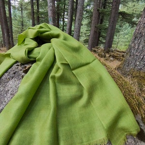 Moss green/moss green luxurious silk wool scarf/ spring scarf image 5