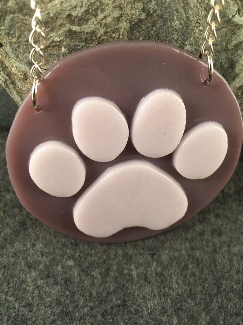 Cat Dog Paw Print Hand-Cut Fused on Purple Glass Hanging Ornament