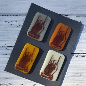 Rock On Hands Magnet Set, Handcrafted, Kiln-fired Glass