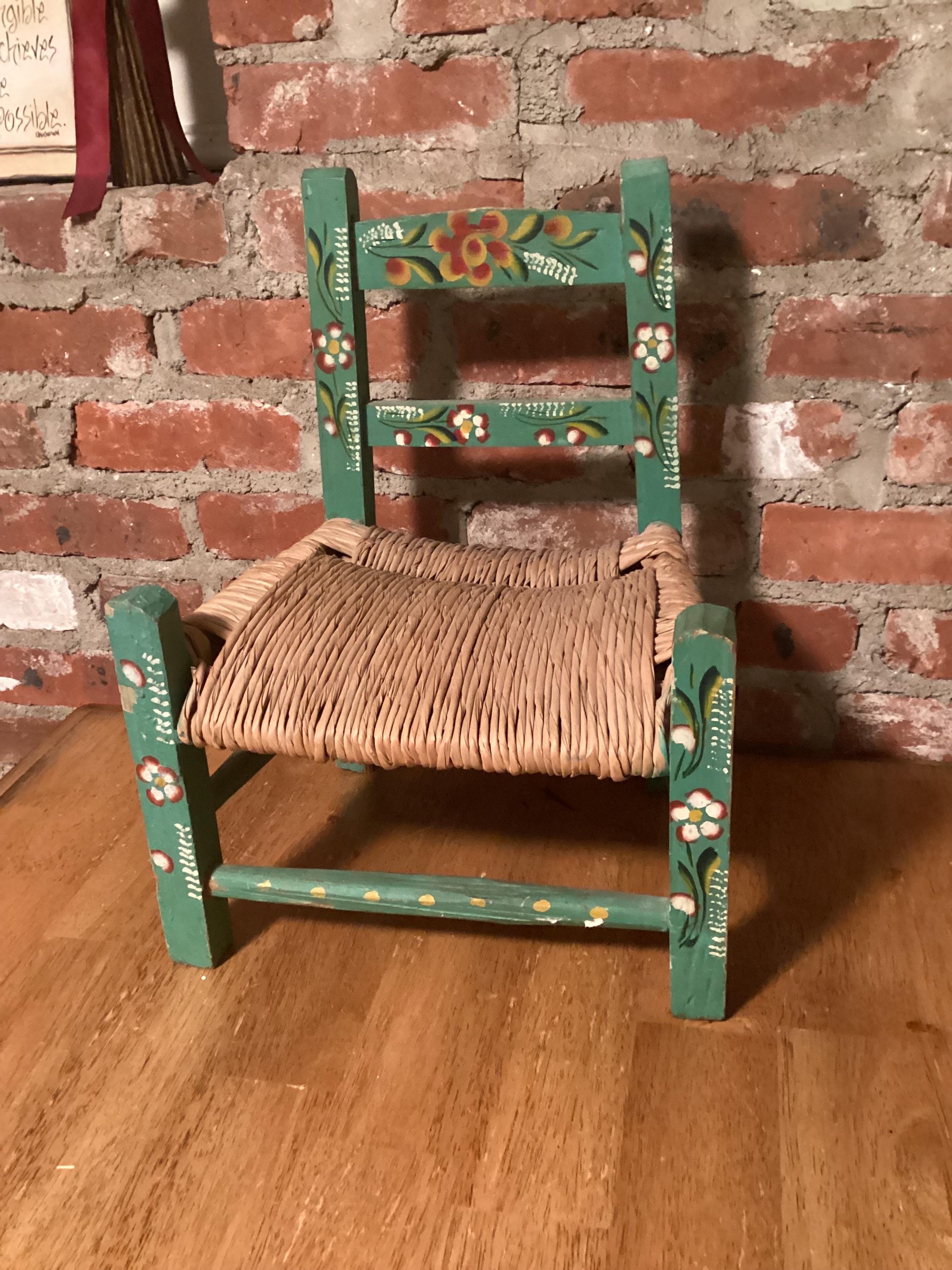 Vintage Hand Painted Folk Art Wooden Child’s/doll Chair 16” Tall - Etsy
