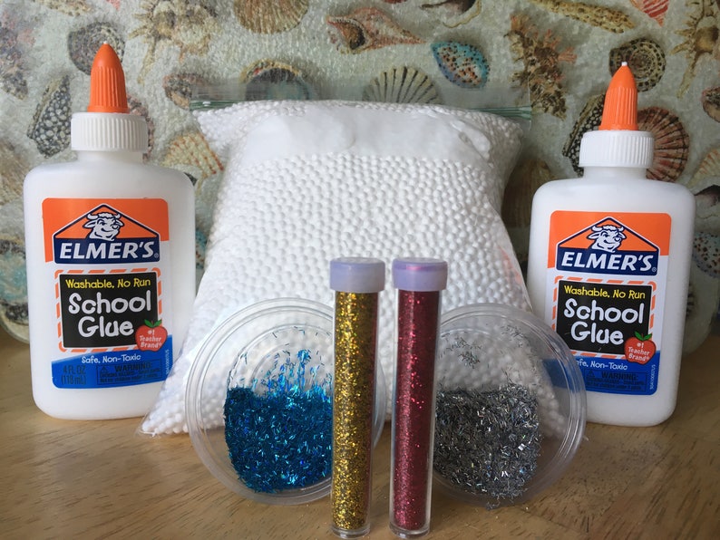 Elmers white glue White Styrofoam balls beads with 4 glitters Etsy