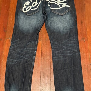 Ed Hardy Painted Denim Tiger Jeans Size 36 Button Fly Flashy Ed Hardy Painted Denim Tiger Jeans Size 36 Button Fly Flashy