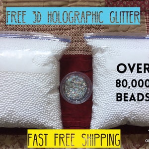 White Styrofoam beads Slime foam balls for slime 80,000 beads and 3D holographic glitter free shipping 2 bags 10 cups