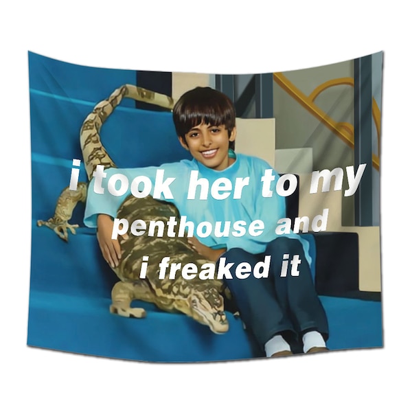I Took Her To My Penthouse and I Freaked It Tapestry,Funny Tapestries Hanging Dorm Party Backdrop Decorations Home(59.1 x 51.2 in)