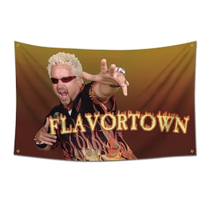 Guy Fieri Flavortown Flag Banner 3x5Feet College Dorm Room Man Cave Frat Wall Outdoor Decor Flag With 4 Brass Grommets Room Decor,Outdoor