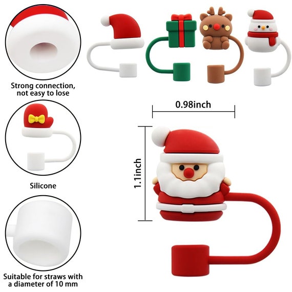 Christmas Straw Cover Cap for Stanley Cup Silicone Straw Topper