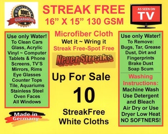 Streakfree MicroFiber Cleaning Cloth 10 Pack Made in Germany 1st Class FAST FREE Shipping!