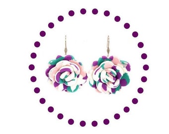 Flower Earrings, Floral Earrings, Rose Earrings, Summer Flower Earrings, Botanical Earrings, Flower Earrings Dangle, Boho Flower Earrings