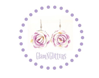 Flower Earrings, Floral Earrings, Rose Earrings, Summer Flower Earrings, Botanical Earrings, Flower Earrings Dangle, Purple Rose Earrings