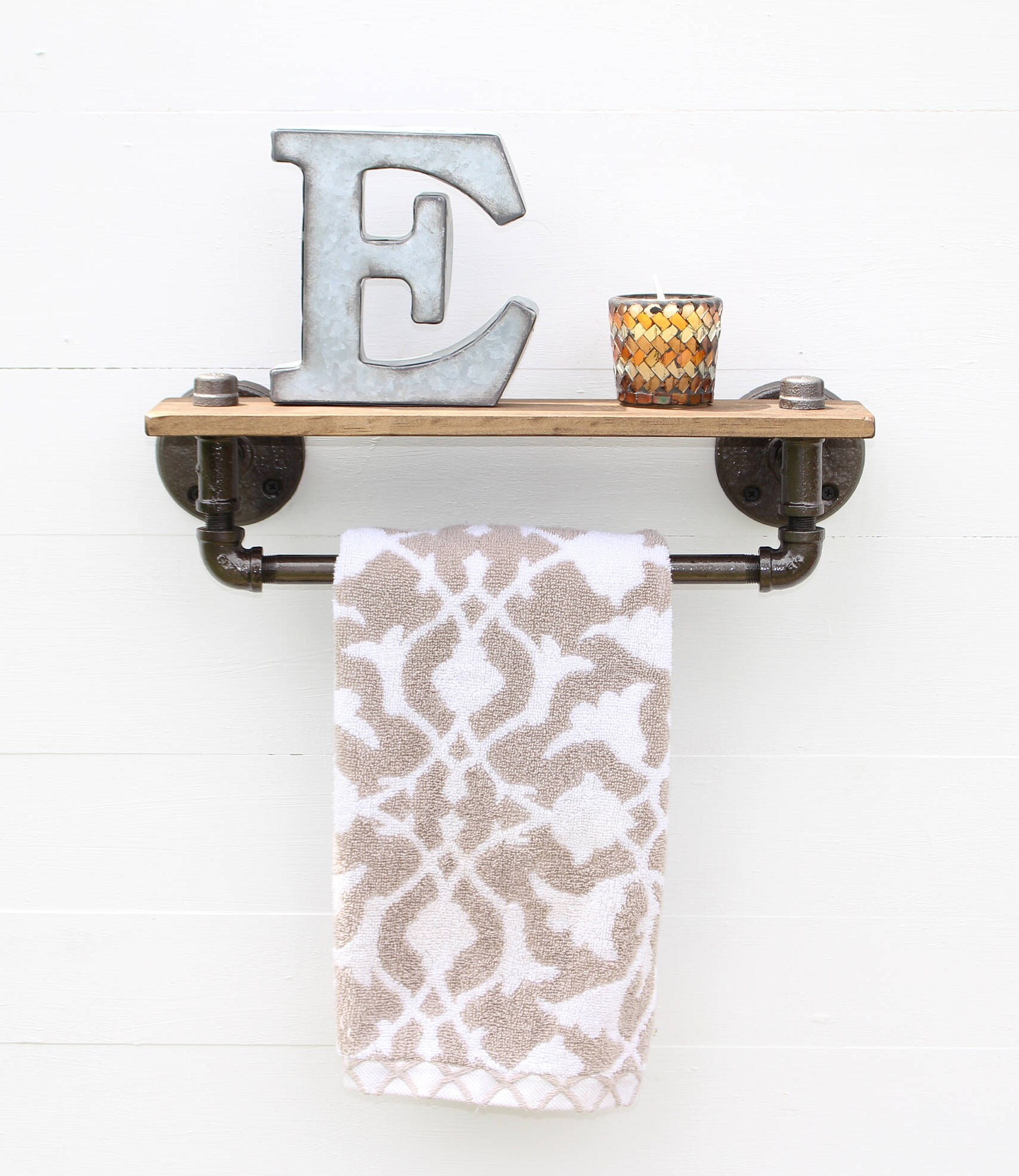 Industrial Pipe Towel Rack with Shelf Etsy
