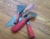 Four Red Handle Trowels Tools