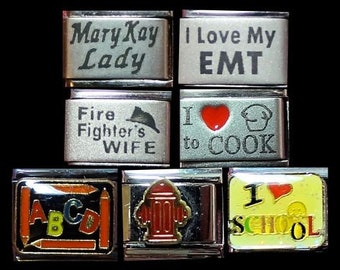 Occupation Italian Charms 9mm-Cook, Fire Hydrant, EMS, Teacher, Mary Kay