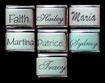 Girl Name Italian Charms 9mm Laser- Faith, Hailey, Maria, Martina, Patrice, Rhianna, Sydney, Tracy