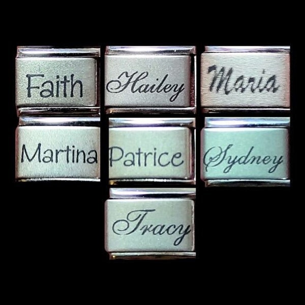 Girl Name Italian Charms 9mm Laser- Faith, Hailey, Maria, Martina, Patrice, Rhianna, Sydney, Tracy