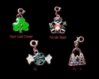 Clasp Charms - Four Leaf Clover, Panda Bear, Candy & Purse