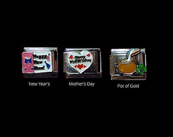 Holidays Italian Charms 9mm - Mothers Day, New Years, Christmas, St Patrick's Day