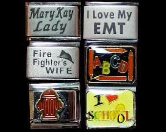 Occupation Italian Charms 9mm-Cook, Fire Hydrant, EMS, Teacher, Mary Kay