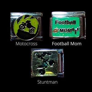 Sports (Listing 1 of 2 ) Italian Charms 9mm-Ice Skates, Wrestling Mom, I Love Sports, Horseshoe, Black 8 Ball, Karate, Tennis,Gymnast,Runner