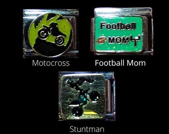 Sports (Listing 1 of 2 ) Italian Charms 9mm-Ice Skates, Wrestling Mom, I Love Sports, Horseshoe, Black 8 Ball, Karate, Tennis,Gymnast,Runner