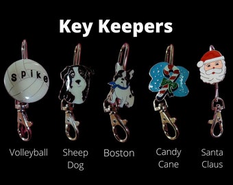 Key Keepers - Candy Cane, Volleyball, Boston and Sheep Dog