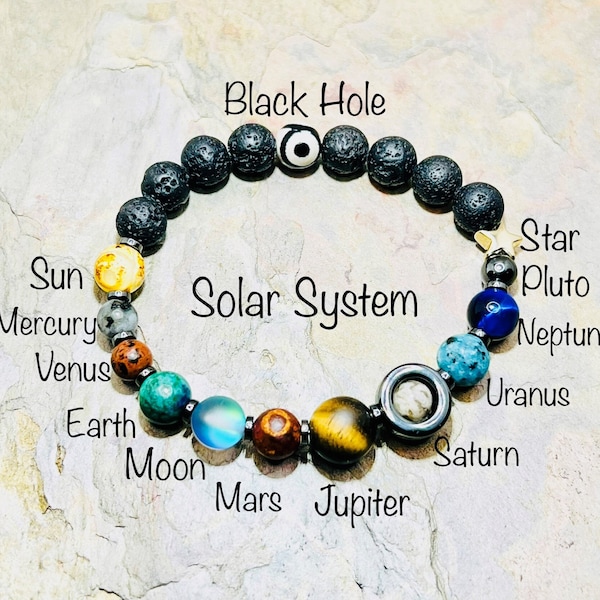 Space Geek | Sci Fi Gift | Solar System Bracelet | Galaxy | Astronomy | Outer Space Bracelet | Stargazer | Universe | Nerd Gift | Orbit | v6