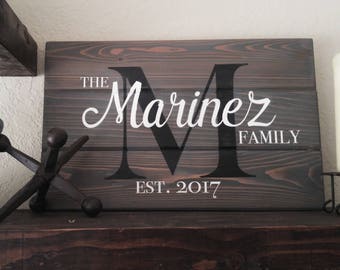Family established Custom Shiplap Sign - Last Name Personalized Wood wall art - Rustic Modern Wedding / Anniversary Gift