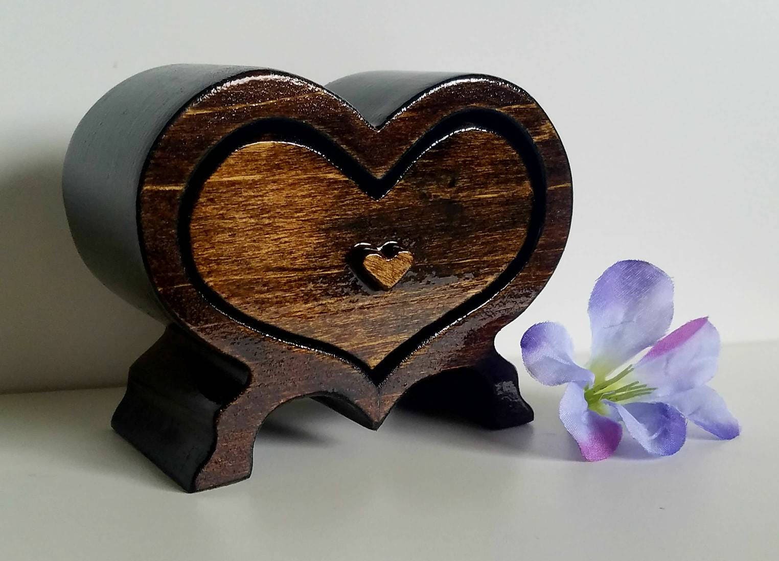 Heart shaped wooden bandsaw box dark heart Etsy