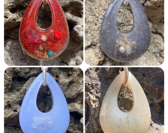 Jumbo gemstone glitter chunky teardrop pendant