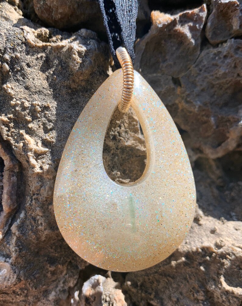 Jumbo gemstone glitter chunky teardrop pendant