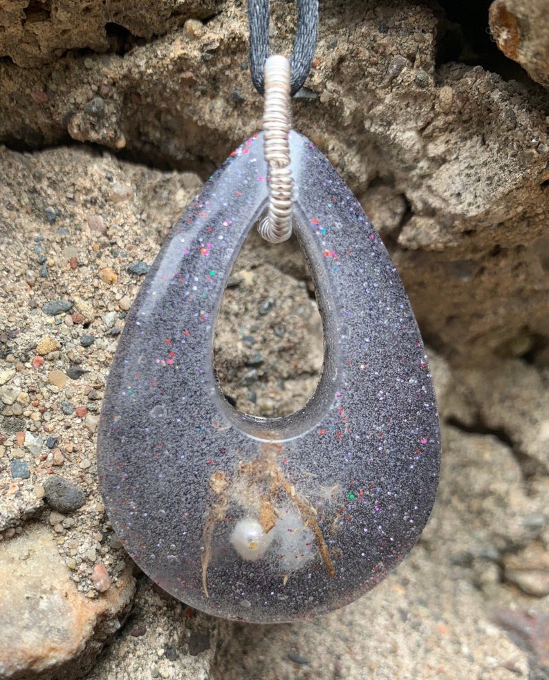Jumbo gemstone glitter chunky teardrop pendant