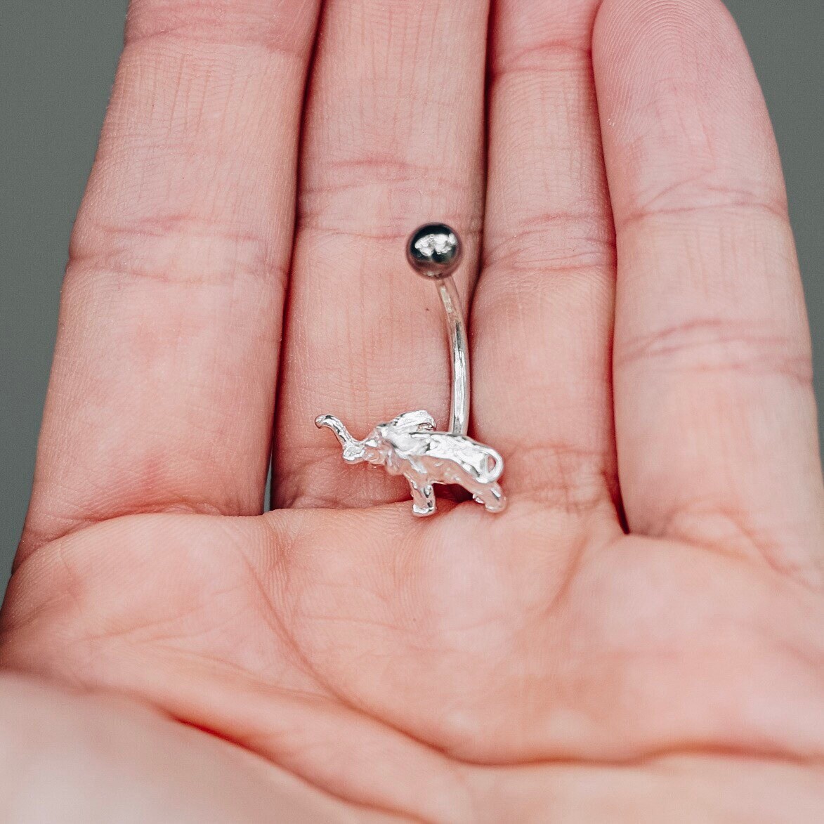 Sterling Silver Elephant Belly Ring Navel Piercing Etsy Australia