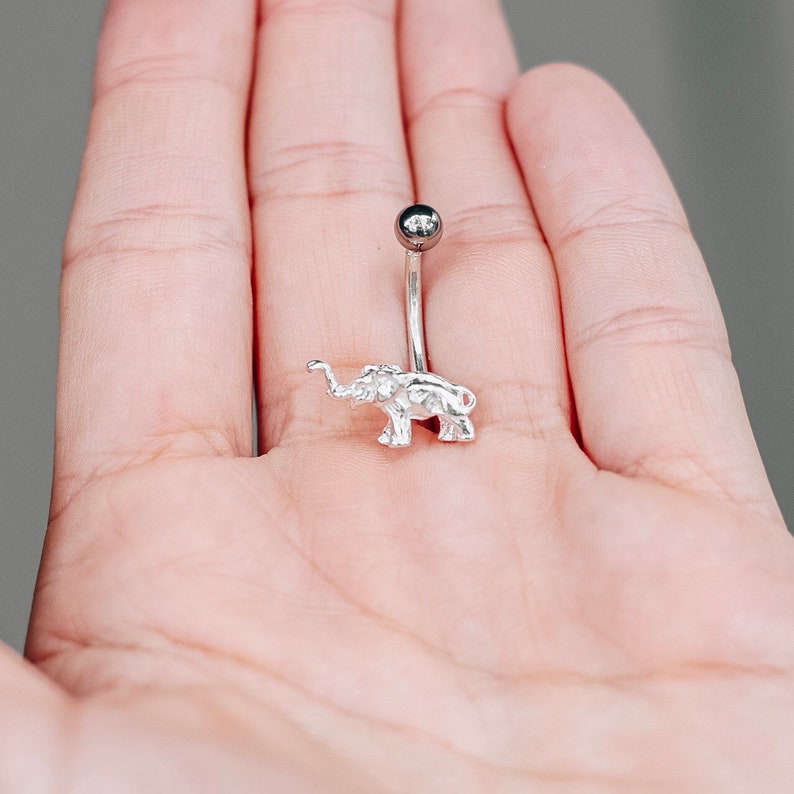 Sterling Silver Elephant Belly Ring Navel Piercing Etsy Australia