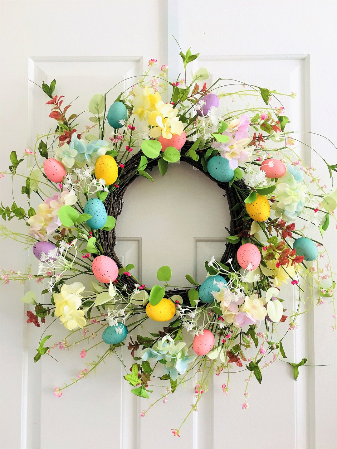 Easter Wreath for Front Dooreggs Flower Wreath Easter Door