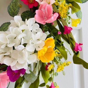 Spring/Summer flowers wreath, Flowers wreath for front door, Spring wreath for front door, Summer tulip flowers wreath. image 4