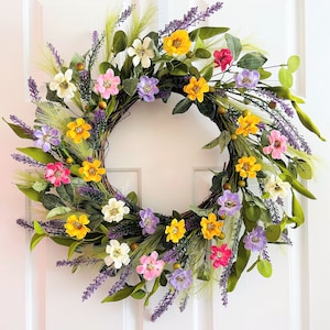 Spring flowers wreath, Spring/Summer wreath for front door, Summer flowers berry wreath, Flower wreath, Front door wreath, Everyday wreath