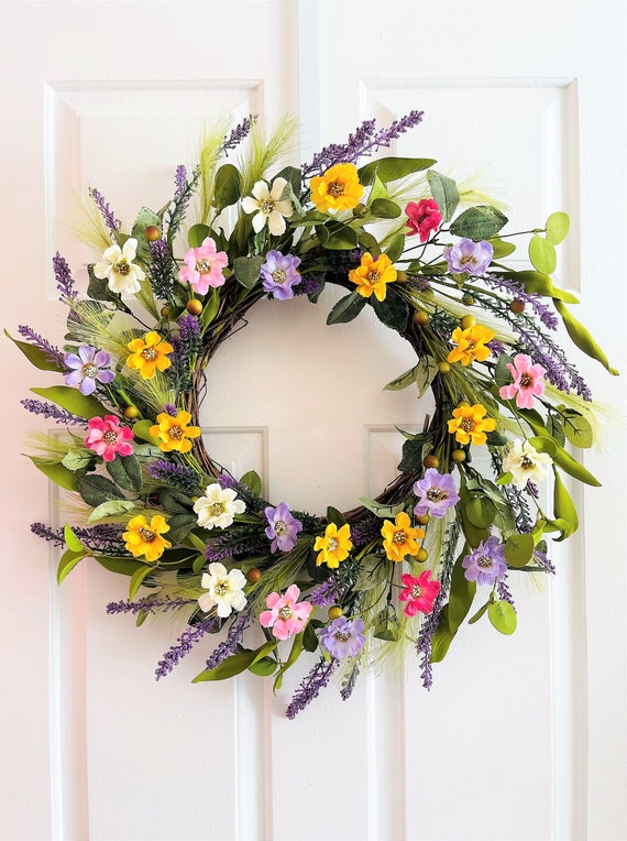 Couronne De Porte Florale Faite Main, Printemps/été, En Pampre De Vigne