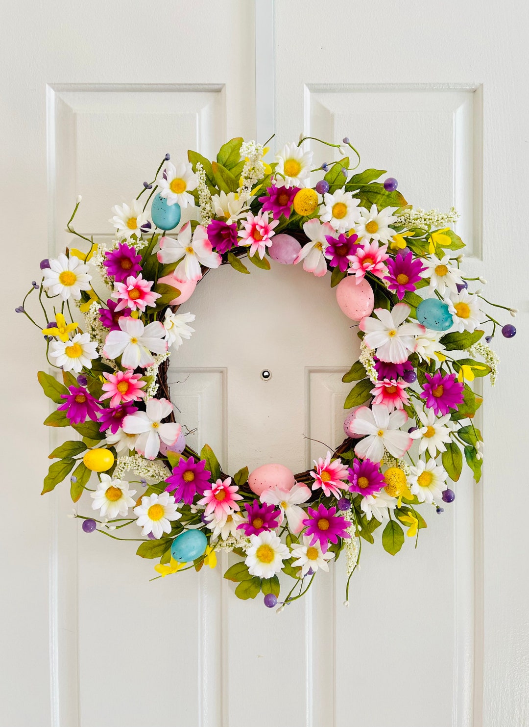 Easter Flowers Wreath Easter Egg Wreath for Front Door