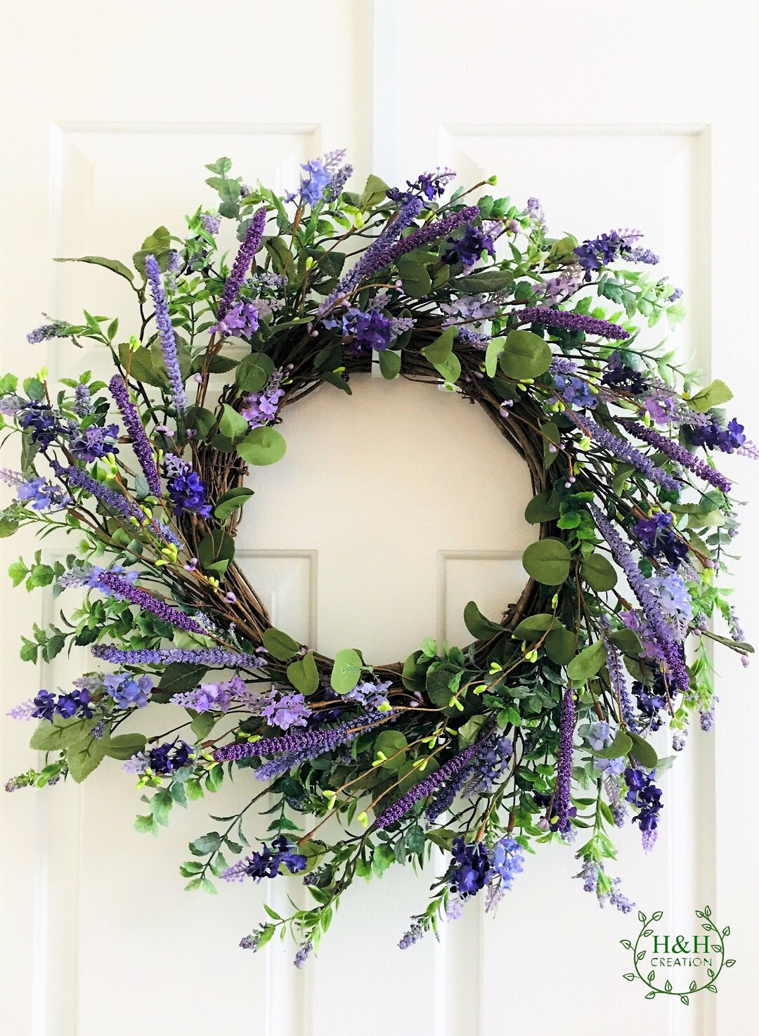Lavender Wreaths for Front Door, Spring Wreath for Front Door, Purple