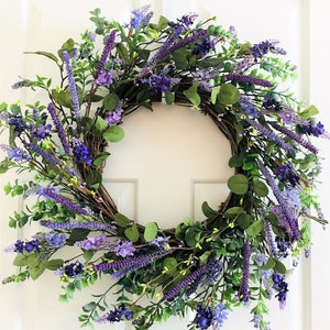 Lavender Berry Wreath: Purple Flower Front Door Decor