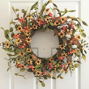 Fall berry wreath, Fall door wreath,Thanksgiving wreath,Front door wreath,Flower wreath, Front door wreath, Everyday wreath