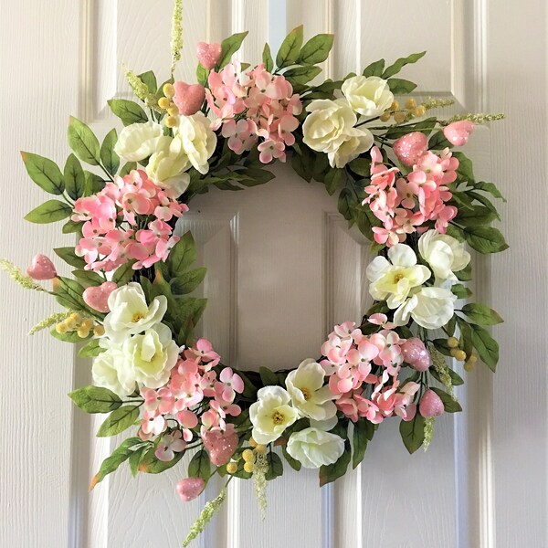 Spring wreaths for front door, Flower berry wreath, Summer wreath for front door, Flower wreath, Front door wreath,