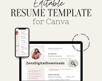 Modello di curriculum minimalista, pulito, moderno e semplice per Canva modificabile, scaricabile, stampabile, personalizzabile