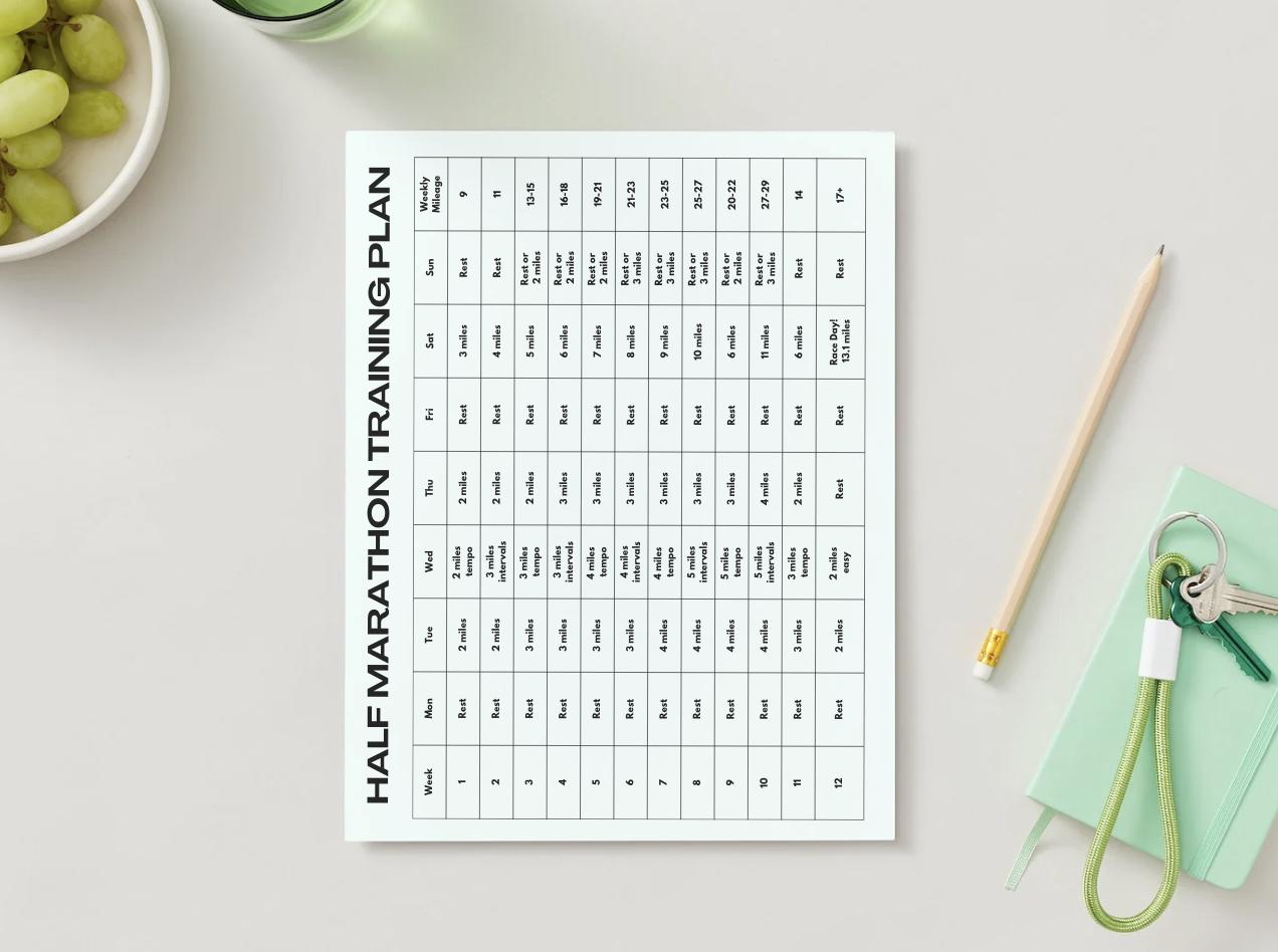 Half Marathon - 12 Week Training Template Digital Download - Etsy